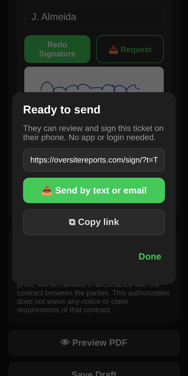 A signing link ready to send by text or email